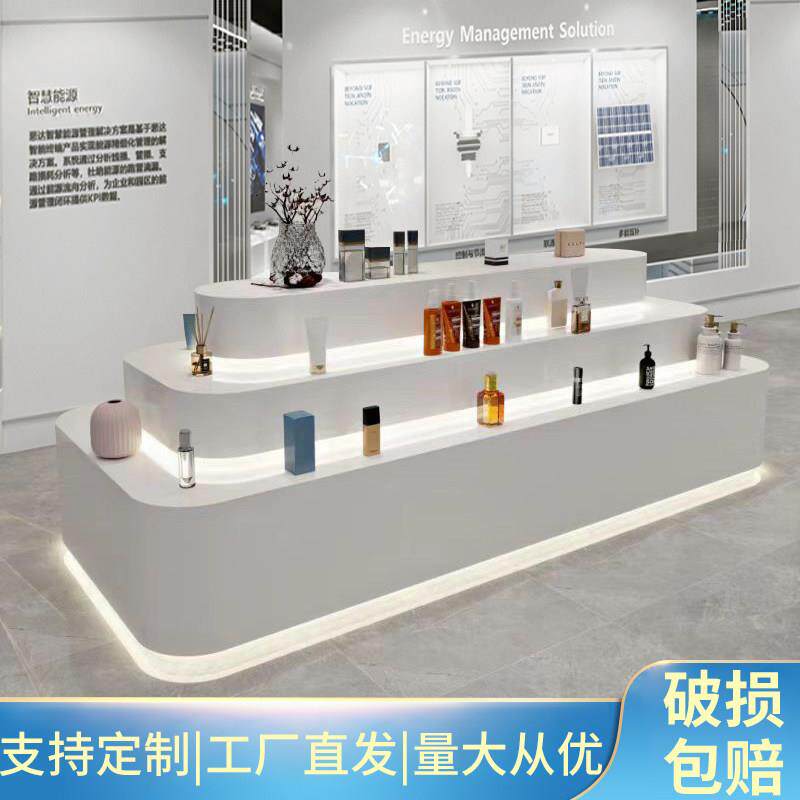 烤漆展示架圆形弧形展示台公司展厅中岛柜科技馆展台体验桌货架