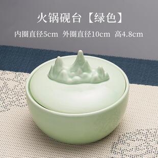 高档庆学堂带盖火锅砚台陶瓷多功能毛墨池墨蝶笔架笔山搁笔洗缸保