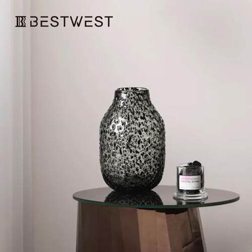 Best west 彩色水墨黑色斑点水培玻璃花瓶样板间花器软装饰品花器
