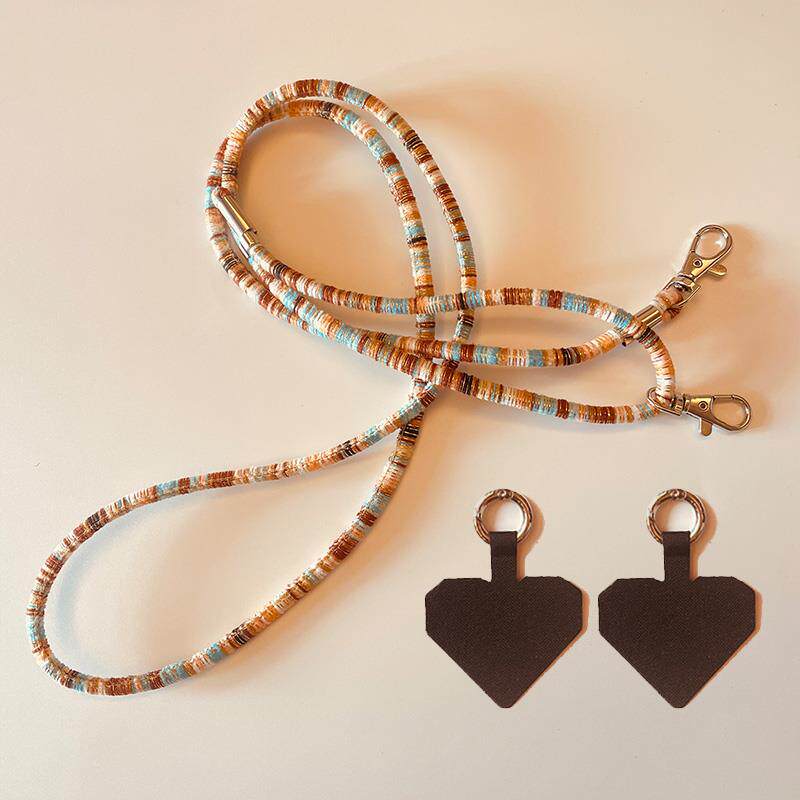 彩虹长款手机斜挎挂绳长度可调节电话绳风扇便携式双扣挂绳挂脖绳