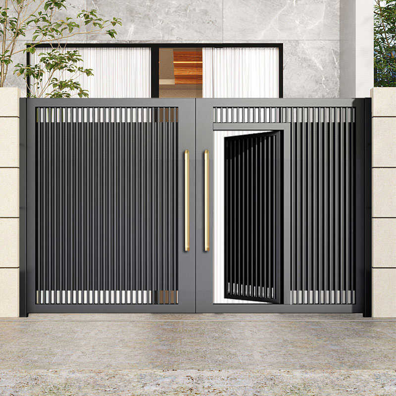铝艺别墅庭院大门极简电动门中门平移门单双扇子母院子门折叠门