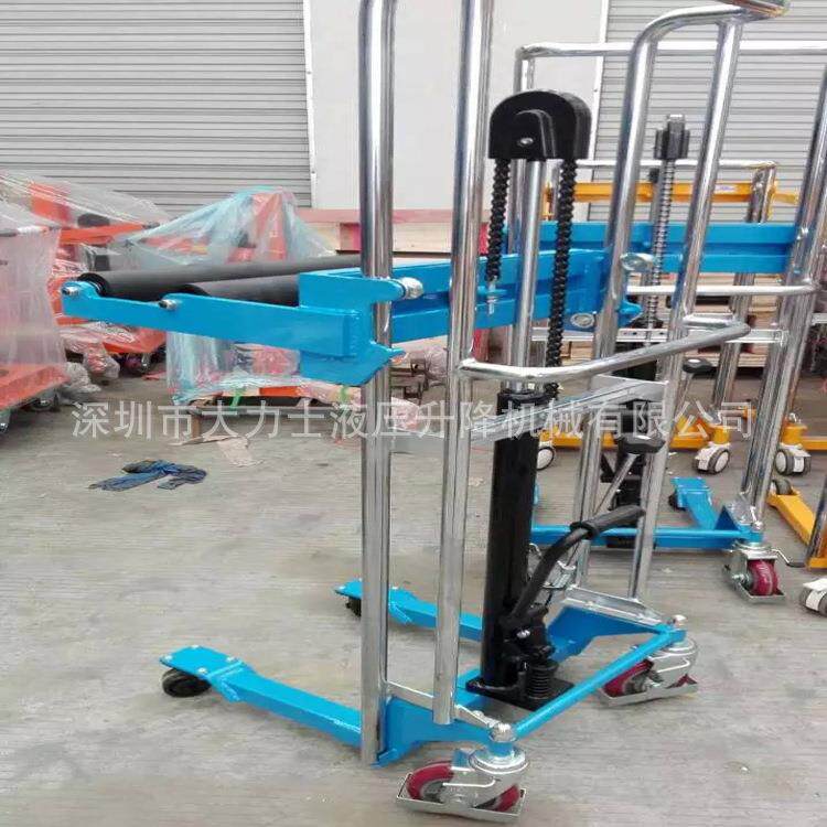 400kg轻型堆高车带滚筒脚踩升高机轻型手动升高车液压轻型叉车