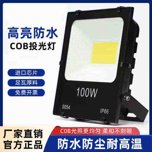 LED投光灯户外防水射灯100W广告招牌工程室外照明灯庭院厂房车间
