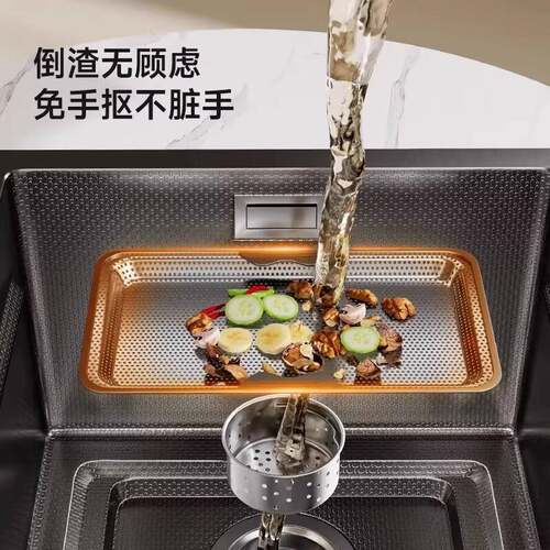 双槽集渣水槽洗大单优质不锈钢厨房洗菜盆加厚重家用碗槽双重集渣