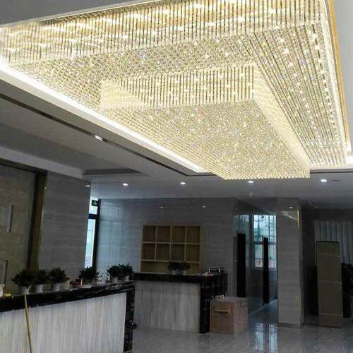大型酒店餐厅工程灯 大堂长方形三层吸顶灯 售楼部沙盘水晶灯