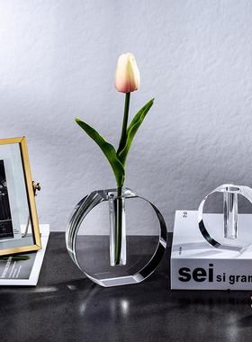 现代简约花瓶北欧ins风透明小邹菊花瓶插花家居摆件创意ins风花瓶