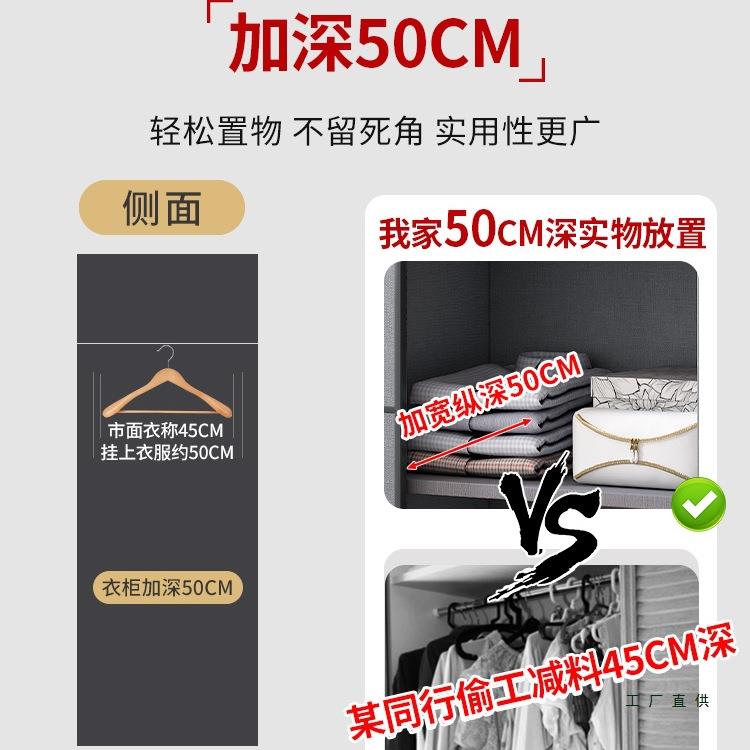 轻奢红衣柜家用卧室推拉出租房用包安装橱985欧式简约网大门衣柜