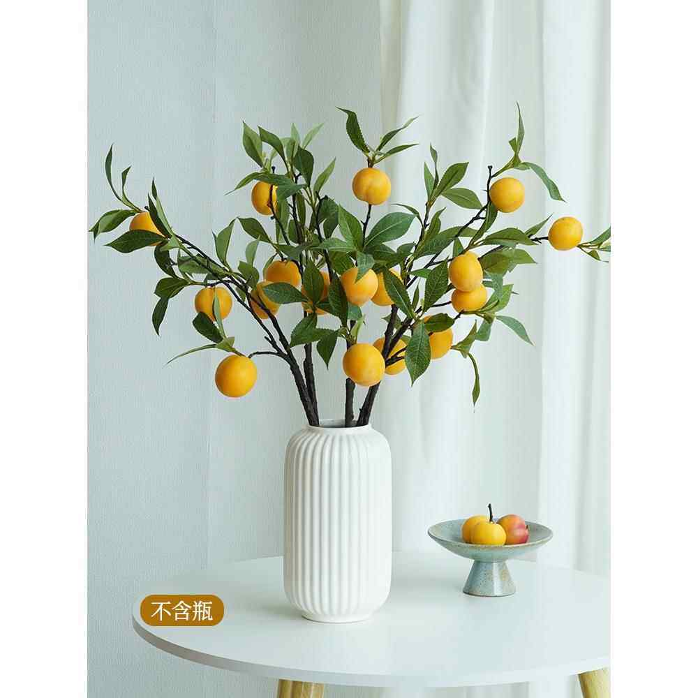 高档杏仿真花树枝客厅子玄装饰摆果件餐桌关插花装饰干花假花仿真