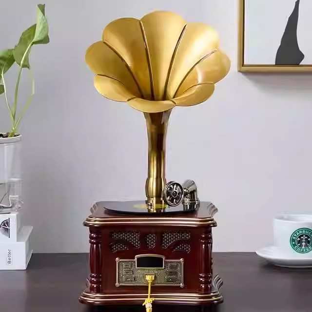 复古多功能迷你留声机客厅欧式实木摆件老式电唱机创意蓝牙小音响