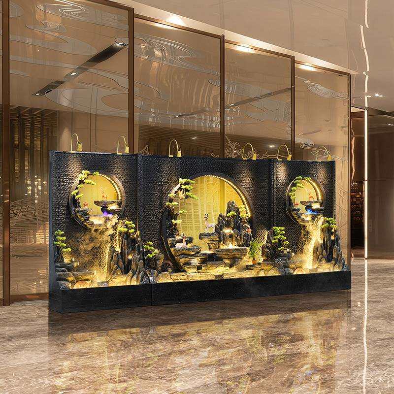 大型水幕墙流水屏风花园景观公司隔断庭院酒店别墅循环水鱼缸摆件