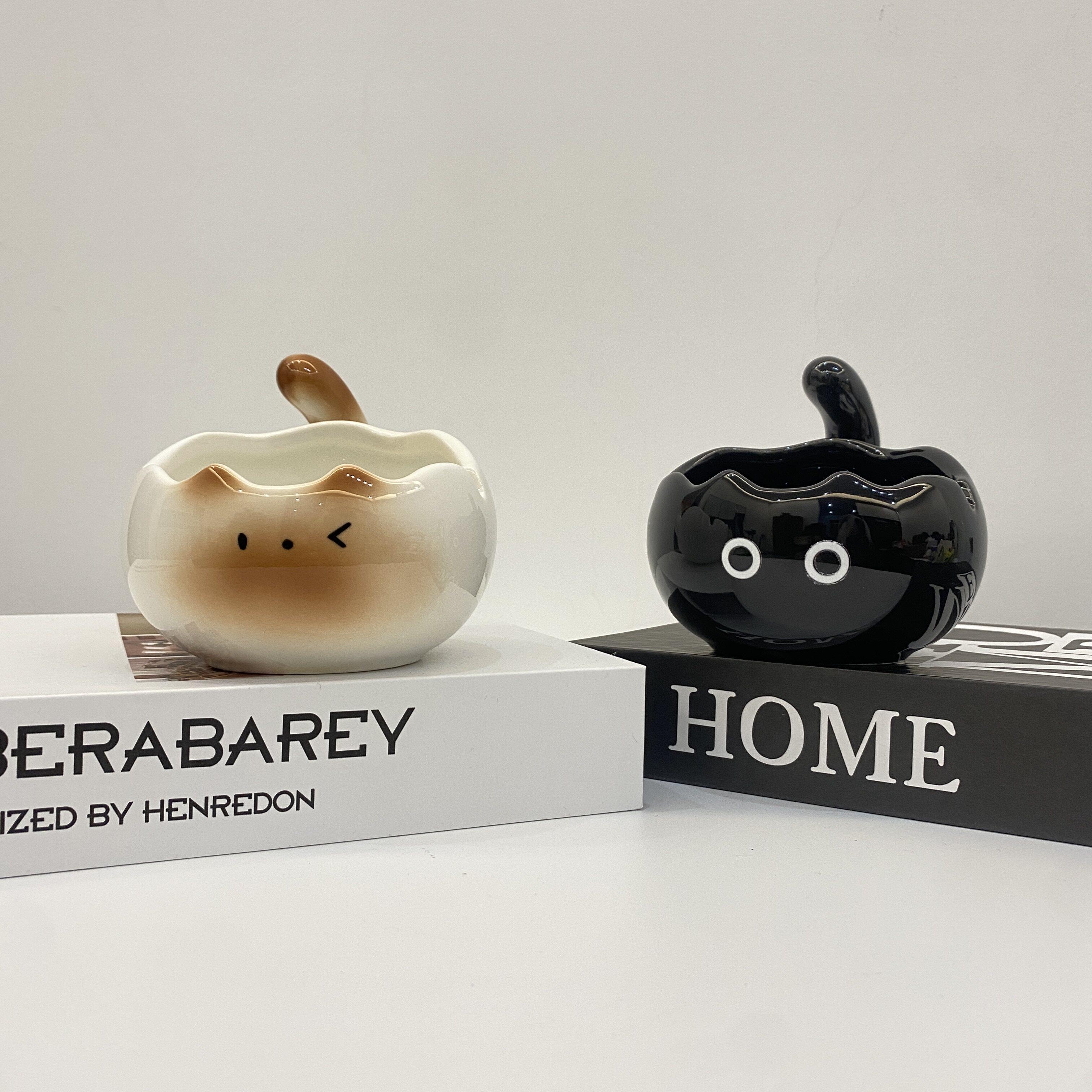 创意新款可爱陶瓷烟灰缸客厅茶几桌面化妆品饰品收纳盒送男友摆件