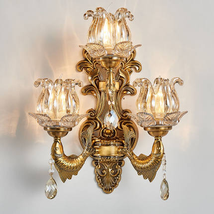 三头欧式壁灯卧室床头灯墙上客厅背景墙壁灯led走廊新款过道灯具