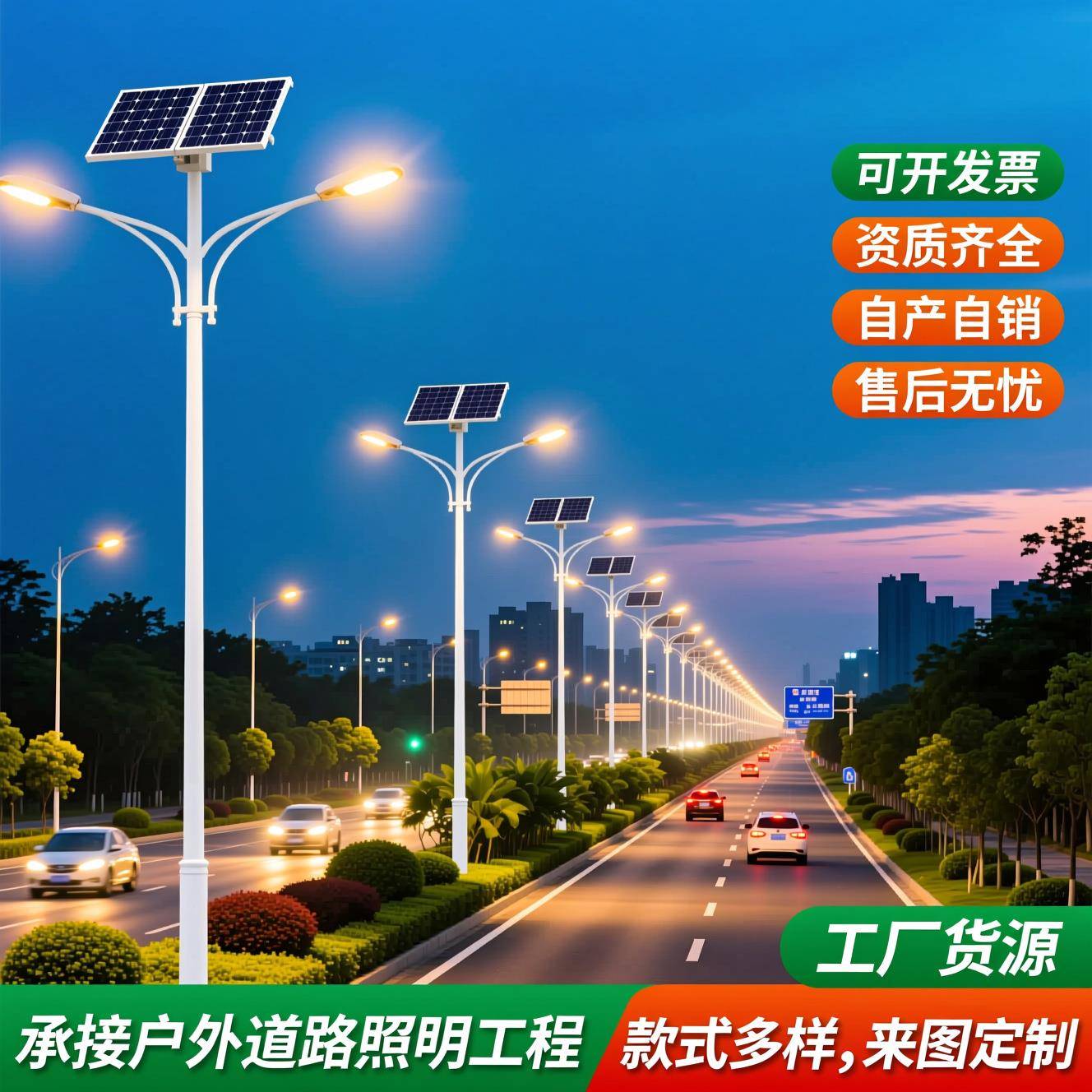 路灯户外灯超亮双头LED照明灯农村市政道路大功率6米高杆灯