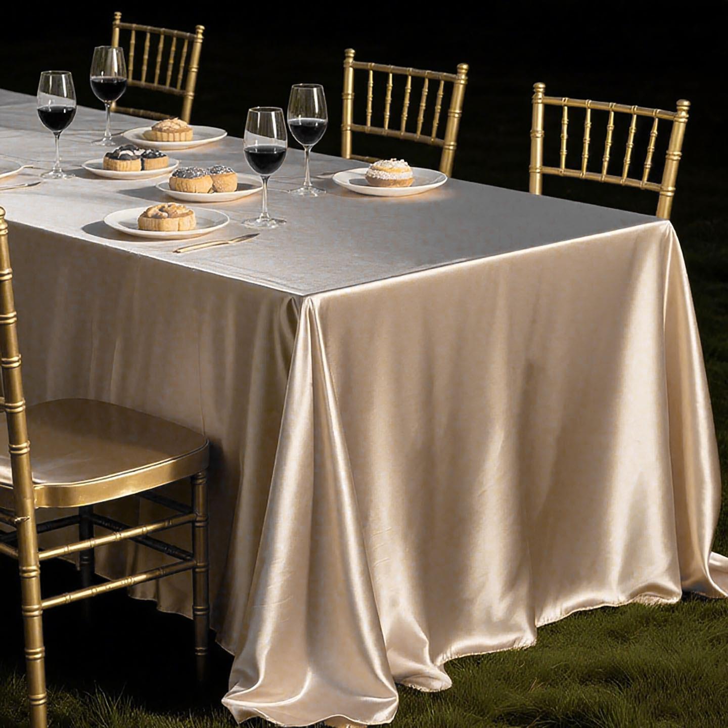 感桌2025新款316轻奢高级长方形缎金色甜品台面布艺订婚布户外台