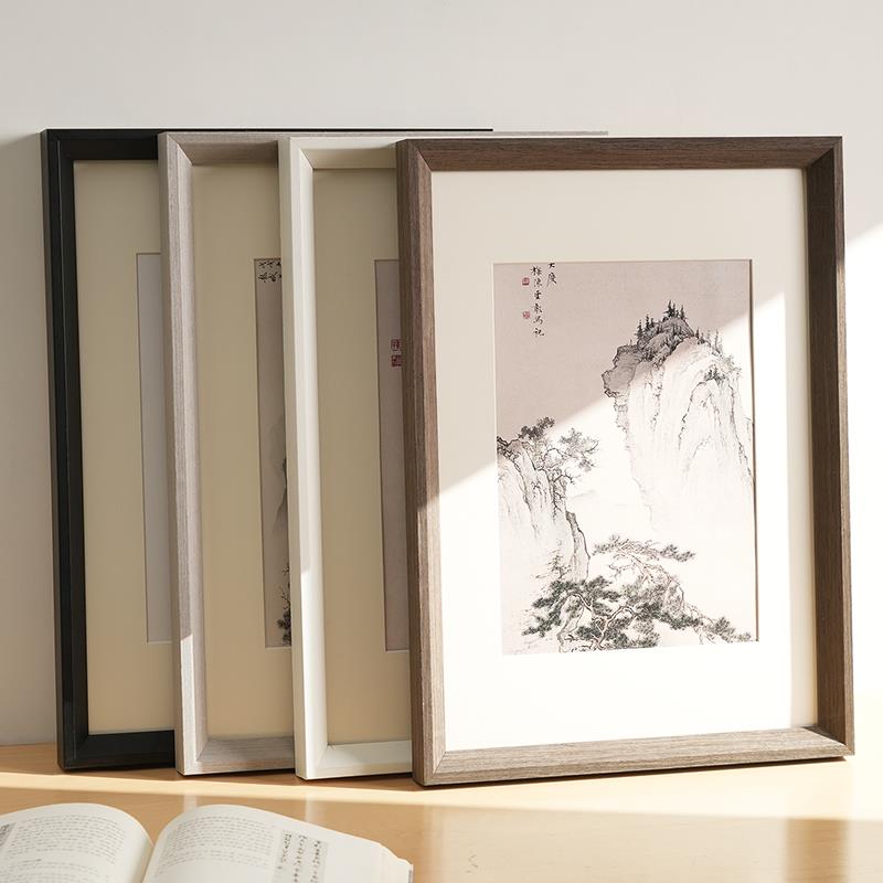 白色字画大相框挂墙4K实木素描画框装裱外框a3A4拼图定制任意尺寸