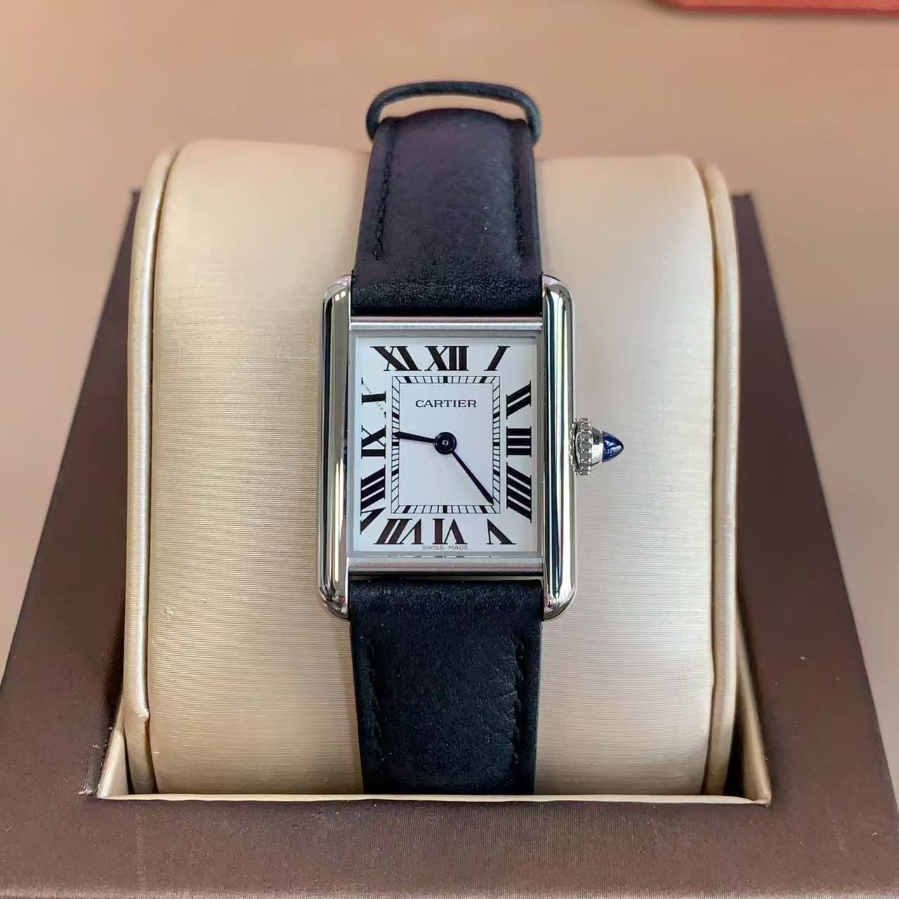 一口价[9.8新]卡地亚坦克系列精钢石英女士手表正品WSTA0042
