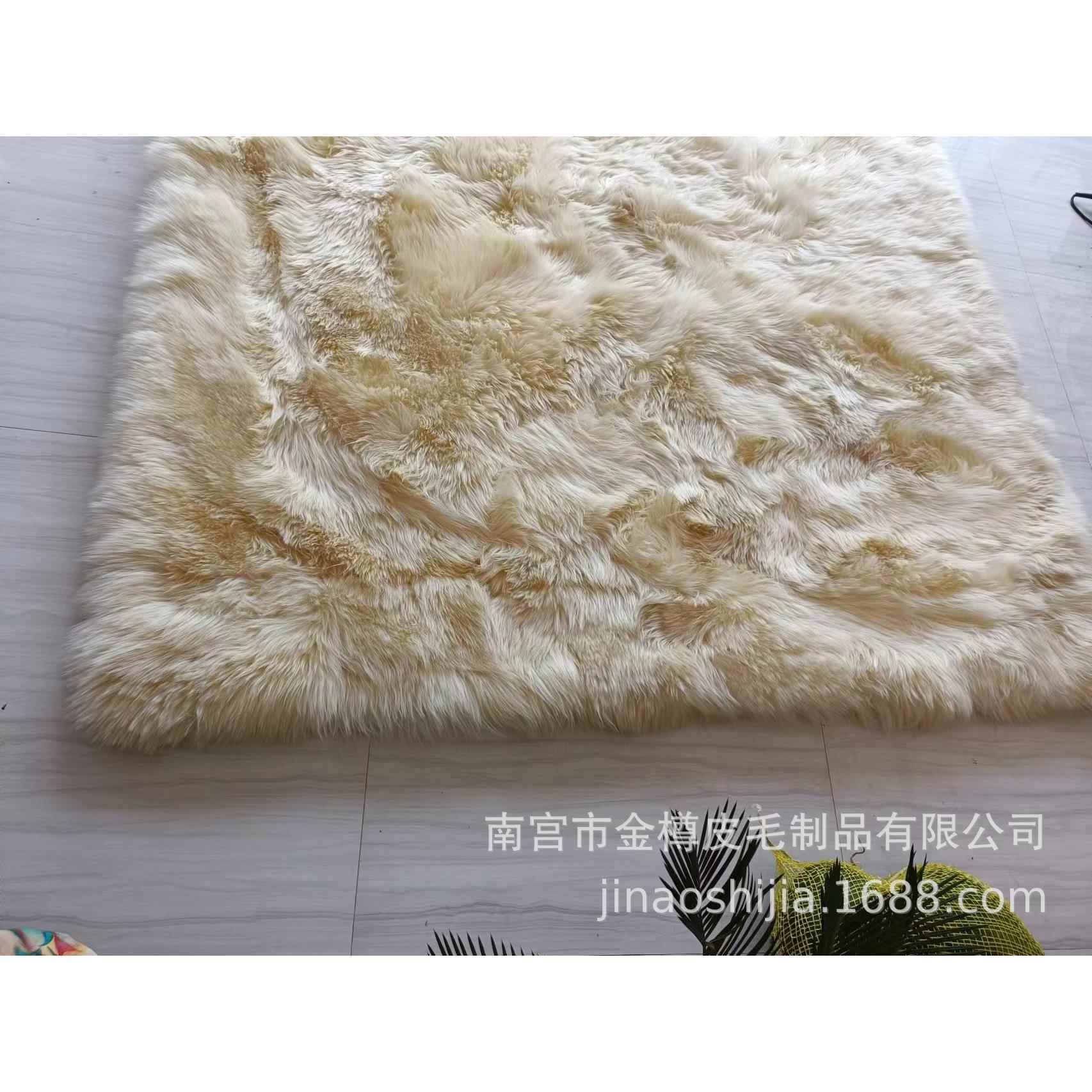 纯羊毛地毯卧室客厅飘窗垫毯沙发垫床边毯白米色长毛满铺地毯加厚