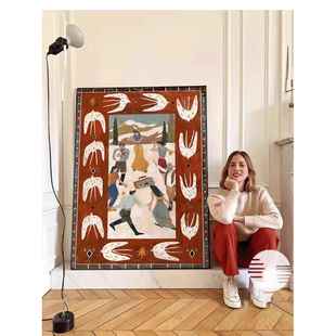 法式覆古风文艺客厅装饰画中古风卧室墙画大幅高级工艺画艺术挂画