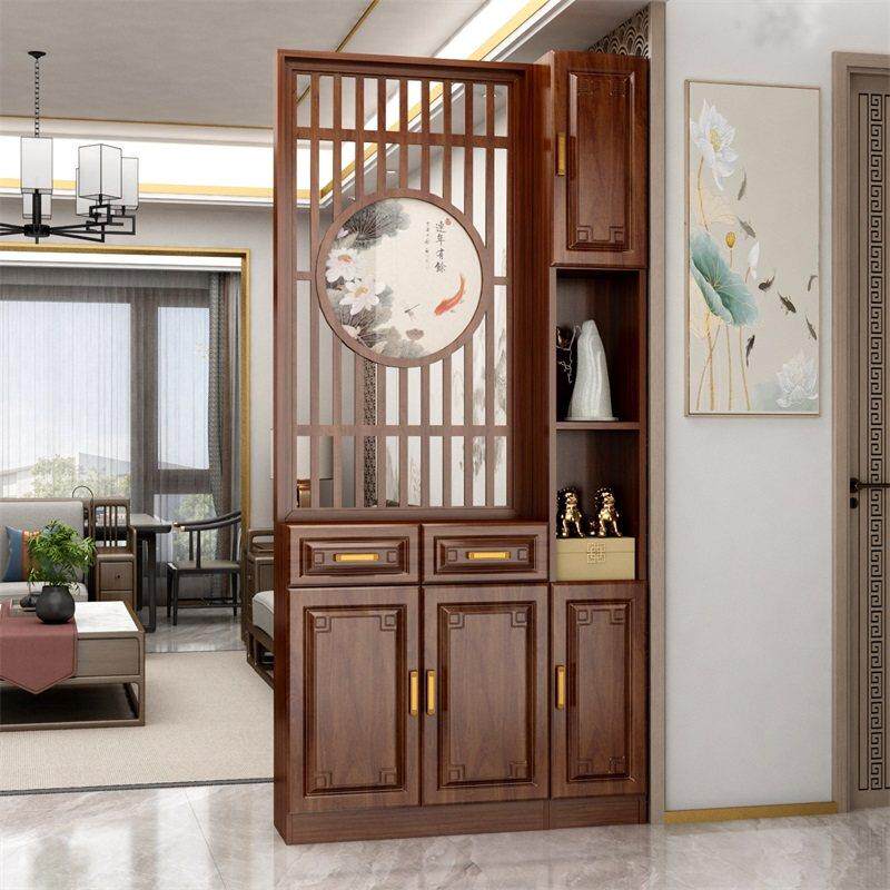 进门入户屏风隔断柜新中式置物架客厅现代实木正对大门双面玄关柜