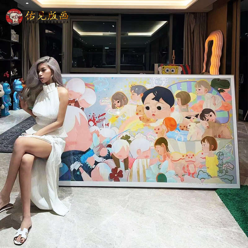 刘颖版画潮流 《我们》网红背景墙艺术装饰画大尺寸落地挂画装裱图片