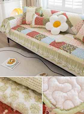 正品蓝色全垫棉布艺沙发四季档通用高奢华纯棉滑全包防全盖沙发巾