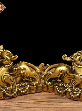 宏达 黄铜 金钱如意铜貔貅 吉祥家居铜器貔貅摆件