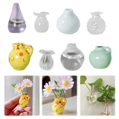 5-14pcs Cute Ceramic Vase Refrigerator Magnets 3D Chinese