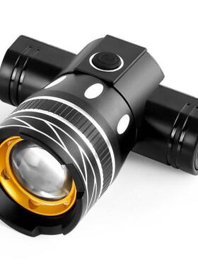 新款USB充电车前灯 自行车强光T6前灯夜骑手电筒山地车远射单车