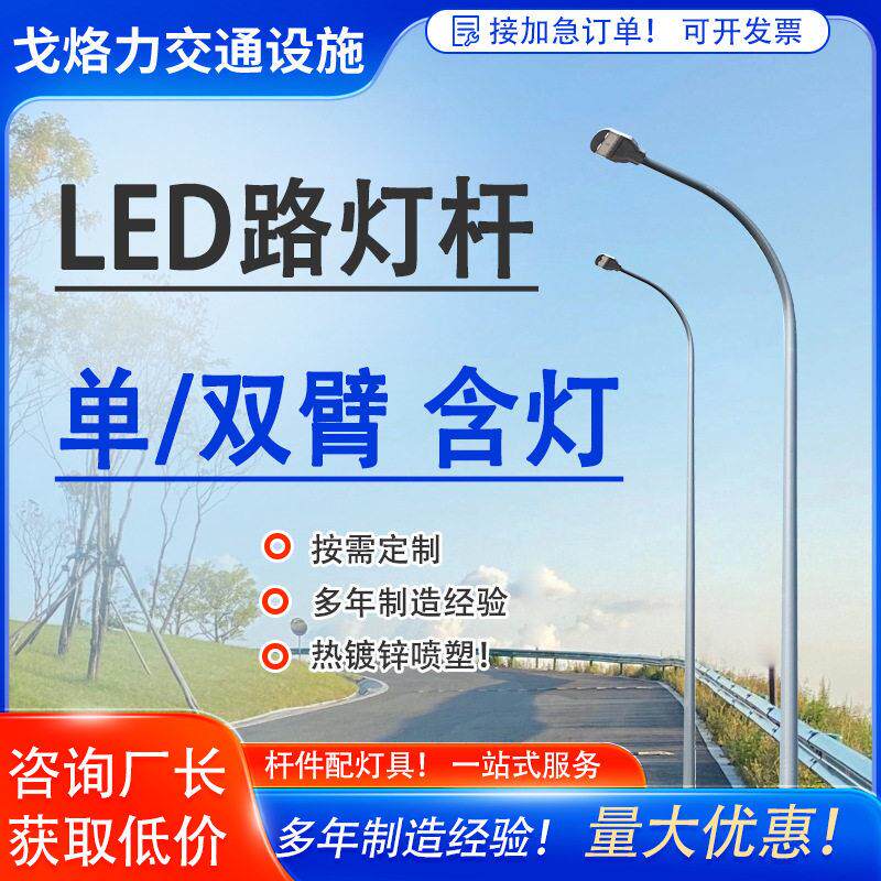 路灯杆市政灰6米到10米led灯具双头简约一体防水室外道路用