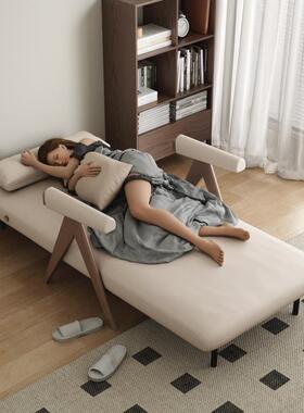 实木懒人沙床折叠两用多功可能小户LCW型家发用款躺可睡沙发伸新