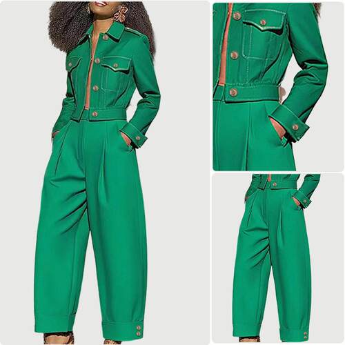 Women's 2025 Fashion 100% Cotton Lapel Jacket -  Top