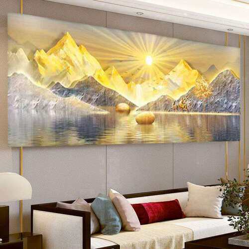 金银满山十字绣2025新款线绣客厅大幅风景图山水画满绣手工自己绣