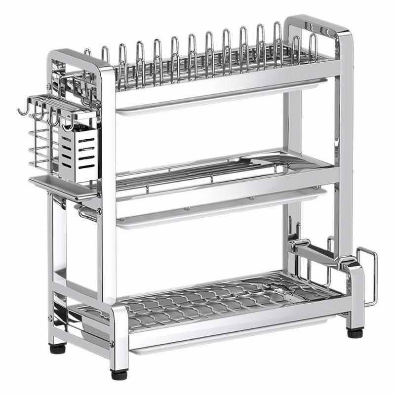 加厚不锈钢碗架盘架收纳架沥水架置物柜厨房置物架家用多层收纳架