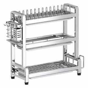 加厚不锈钢碗架盘架收纳架沥水架置物柜厨房置物架家用多层收纳架