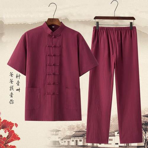 高档夏季功棉麻锦复古中式风国长短袖唐装男女茶禅道居士八段练太