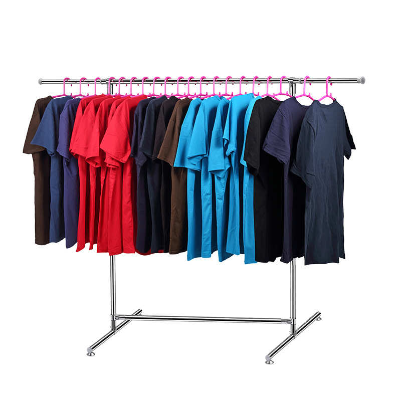 落地折叠室内晾衣杆不锈钢单杆式晒衣架挂衣服架子