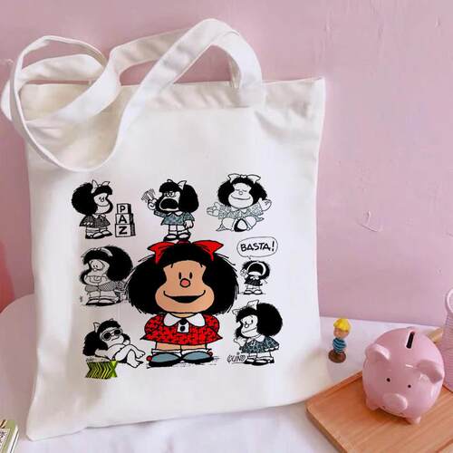 Kawaii Shopping Bag Mafalda Cute Anime Canvas Bag Tote Bag L