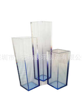 亚克力菱形透明渐变色花器压克力蓝色绿色茶色橙色染色花瓶摆件