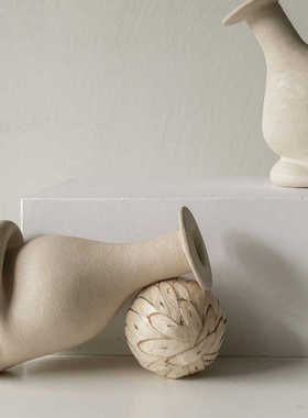 花瓶摆件艺术创意现代寂》样板间《侘装饰品酒店风客厅静止扭曲