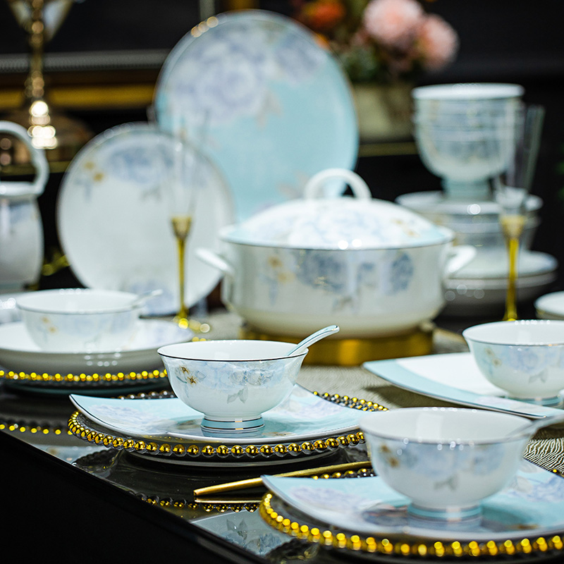 碗碟套装家用轻奢结婚乔迁餐具套装景德镇陶瓷餐具碗盘碟家用碗盘