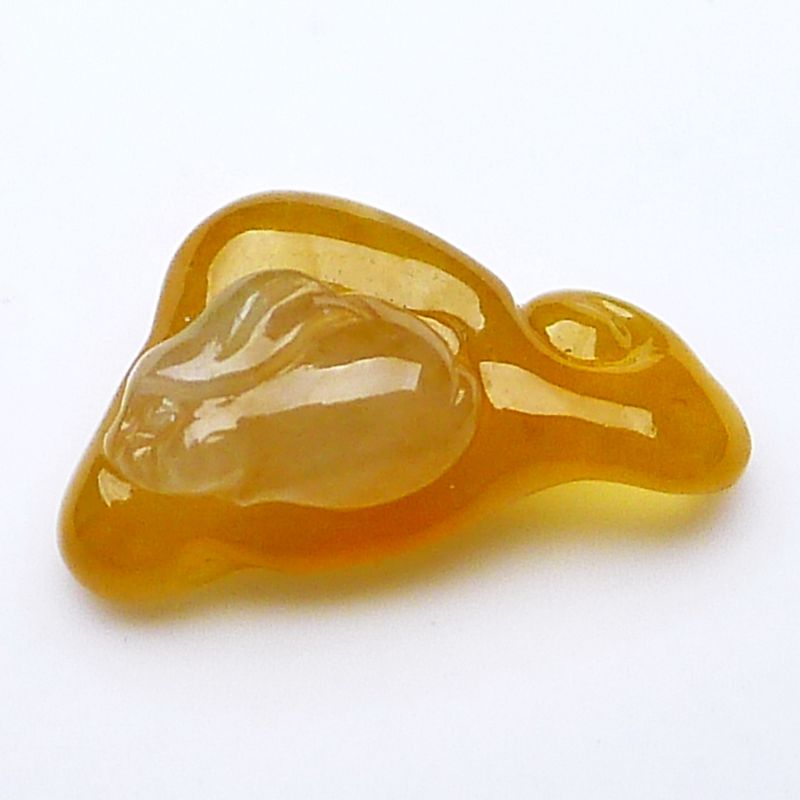 正品老坑玉石缅甸天然翡翠兔子冰种透明黄翡翠金黄裸玉0.66g