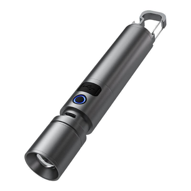 热卖新品LED手电筒强光便携变焦电量输出挂钩开瓶器露营远射手电