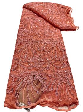 亮片时尚婚纱蕾丝水溶刺绣时装面料绳绣车骨绣珠片平绣花边JX2818