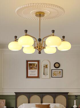 法式中古子美灯式复古客厅餐吊灯厅卧室书房间具78445玻璃南洋柿