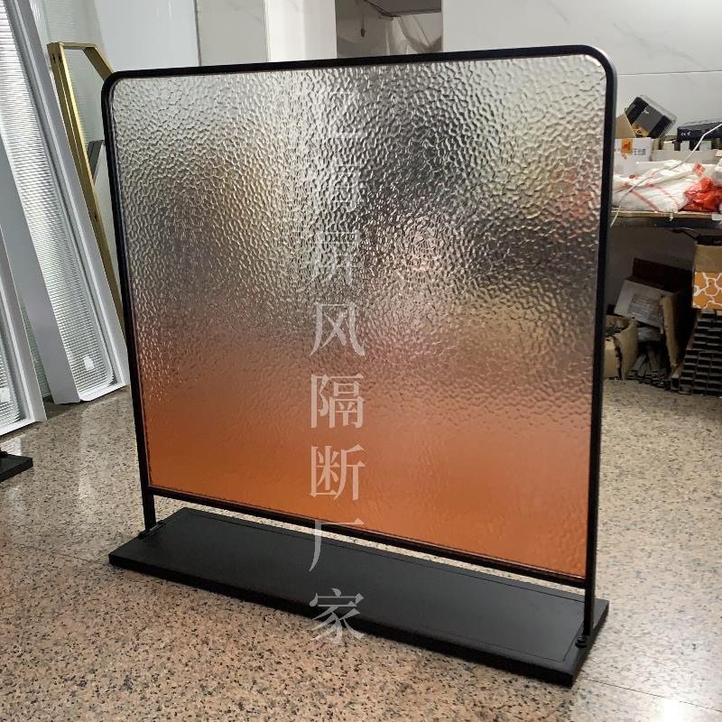 不锈钢渐层玻璃隔断餐饮店卡座过道落地自装可移动屏风遮挡板定制