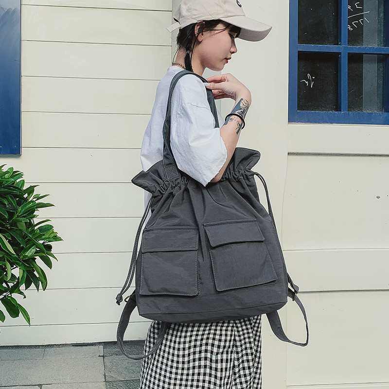 慵懒风日韩双肩背包女2023新款时尚两用单肩包大容量旅行休闲简约,箱包皮具/热销女包/男包,旅行袋,淘宝优惠券,粉丝福利购,淘宝优惠卷