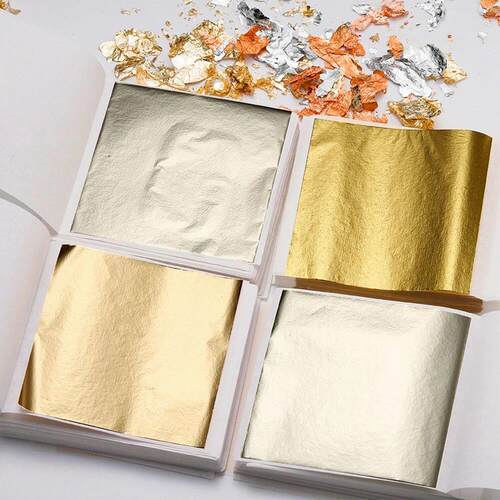 100sheets Imitation Gold Foil Paper Leaf Gilding DIY Epoxy R