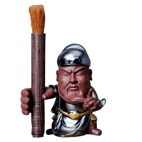 精品紫砂关公关羽可养茶宠笔搁茶盘配件武圣三国人物创意家居摆件