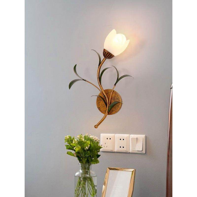 SGG式壁灯卧美室床头复古法式创田园壁灯现代简约花朵客意厅墙上