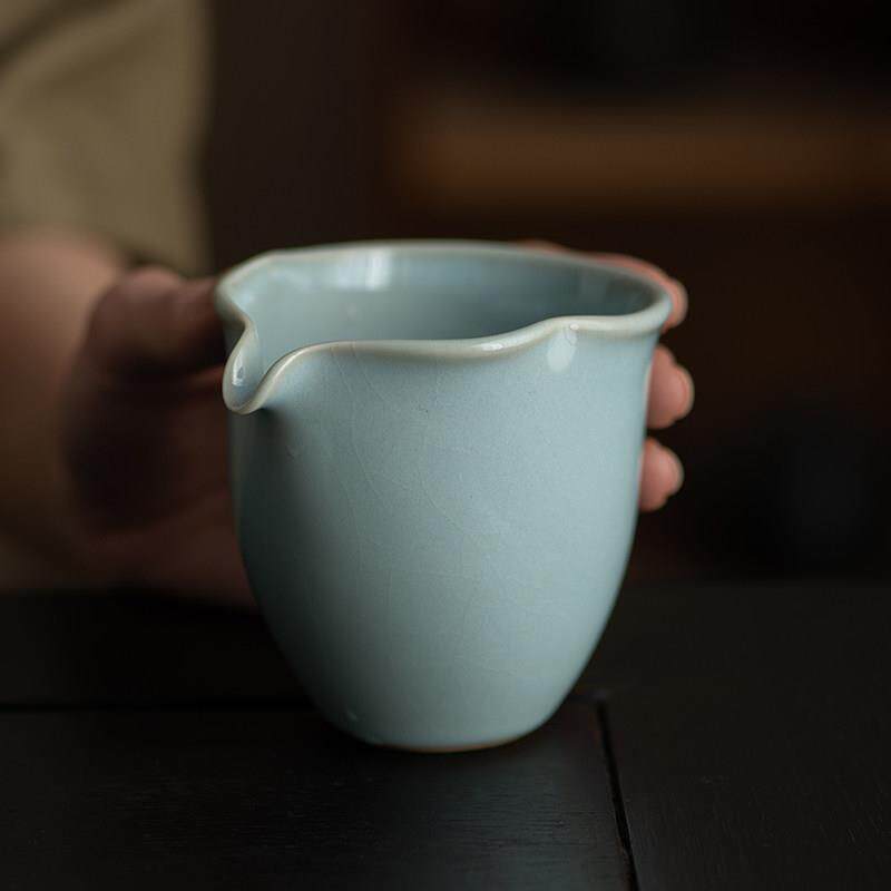 廷怀窑汝瓷泡茶茶漏一体茶滤陶瓷天青汝窑公道杯高端大容量分茶器